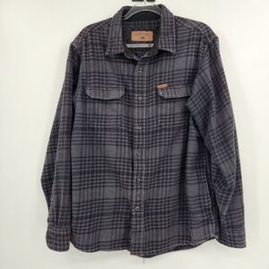 Orvis Heavyweight Double Brushed Flannel Shirt Jacket Mens Size Large Black Gray